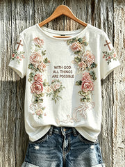 Women's faith element pattern printed casual short-sleeve T-shirt