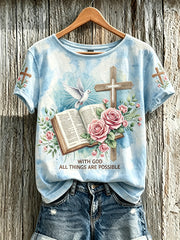 Women's faith element pattern printed casual short-sleeve T-shirt