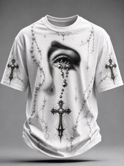 Men's Virgin Mary's Tears Faith Print Casual Unisex T-shirt