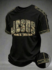 Men's Christian Jesus The Way The Truth The Life John 14:6 Cross Short-sleeved T-shirt