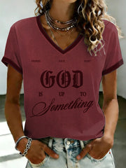 Women's Faith Printed V-neck T-shirt
