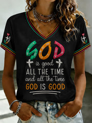 Women's Faith Printed V-neck T-shirt