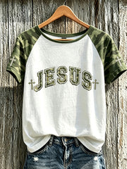 Women's Faith Pattern Printed Leisure Round Neck Short Sleeve T-shirt