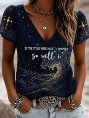 Women's Starry Faith Art So Will I Printed T-shirt