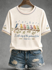 Women's I Will Sing Of The Goodness Of God Psalm 89:1 Christian Bird Print Casual Tee