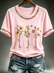 Women's floral print short-sleeved T-shirt