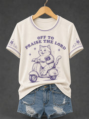 Women's Funny Christian OFF TO PRAISE THE LORD Short Sleeve T-shirt