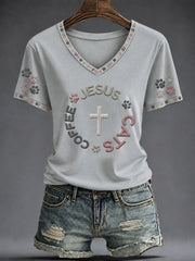 Women's Faith Printed V-neck T-shirt