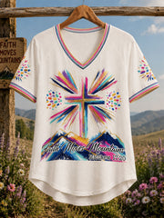 Women’s 'faith moves mountains' V-neck T-shirts