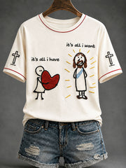 Women's Jesus Faith Print Casual T-shirt