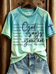 Women's God Says You Are Faithful Words Gradient Color Print short sleeve T-shirt