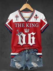 Women's The King Printed V-neck T-shirt