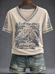 Women's Faith Printed V-neck T-shirt