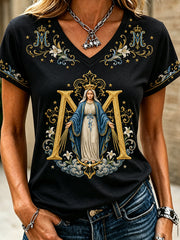 Women's Assumption of Mary Faith Art Printed T-shirt