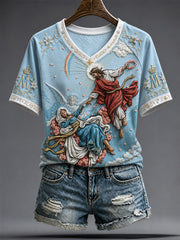 Women's Assumption of Mary Faith Art Printed T-shirt