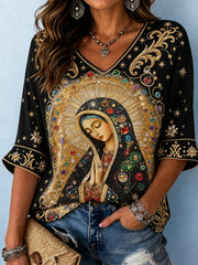 Women's Assumption of Mary Faith Art Printed T-shirt