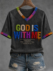 Women's Christian God Is With Me Short-sleeved T-shirt