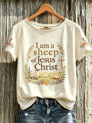 Women's Faith Slogan Pattern Printed Leisure Round Neck Short sleeve T-shirt