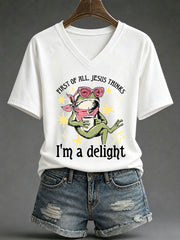 Women's 'Jesus Thinks I'm A Delight' Printed Casual T-Shirt