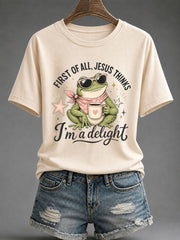 Women's 'Jesus Thinks I'm A Delight' Printed Casual T-Shirt