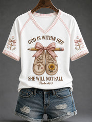Women's 'God Is Within Her She Will Not Fall 'Printed Casual T-shirt
