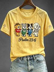 Women's Surely Goodness and Mercy Shall Follow Me Print Round Neck Short Sleeve T-shirt