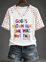Women's 'God Is Within Her She Will Not Fall 'Printed Casual T-shirt