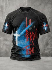 Men's “LO PERDÍ TODO”Faith Print Casual T-shirt