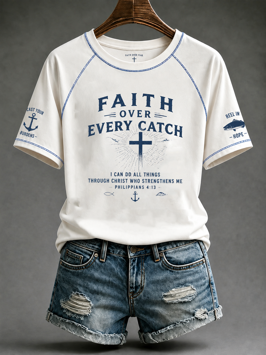 Women's Even Jesus Had a Fish Story round neck short sleeve T-shirt