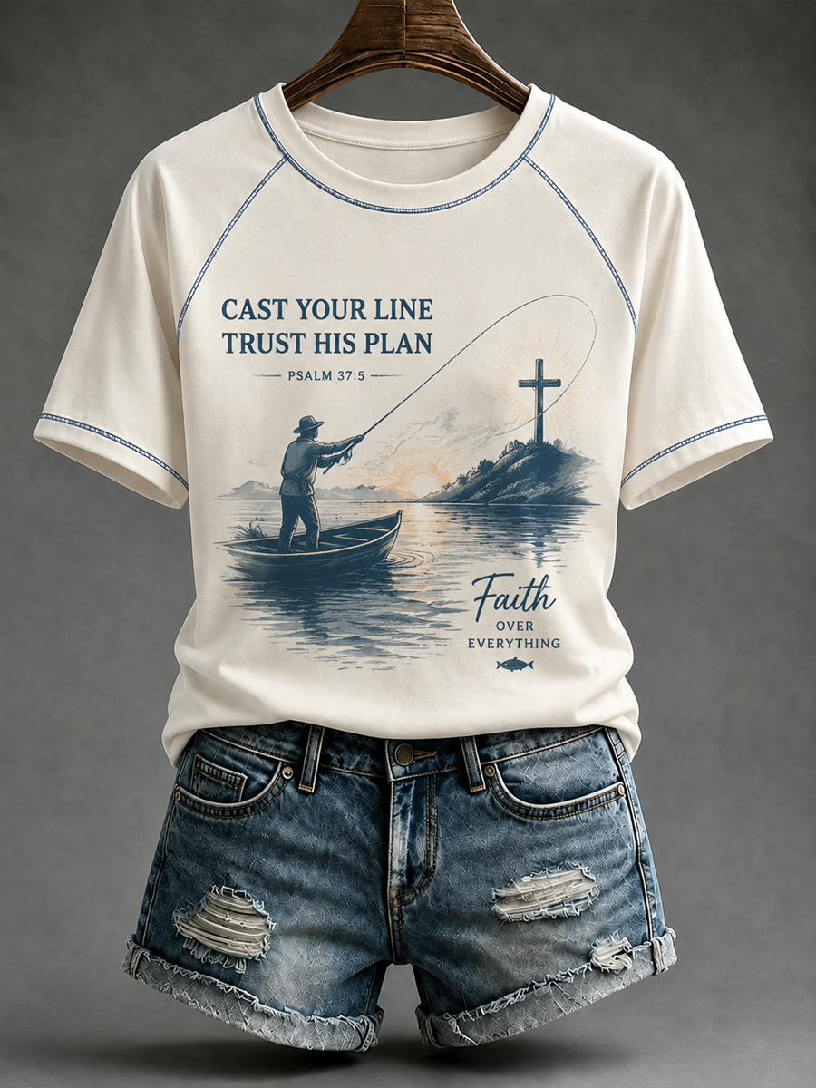 Women's Even Jesus Had a Fish Story round neck short sleeve T-shirt