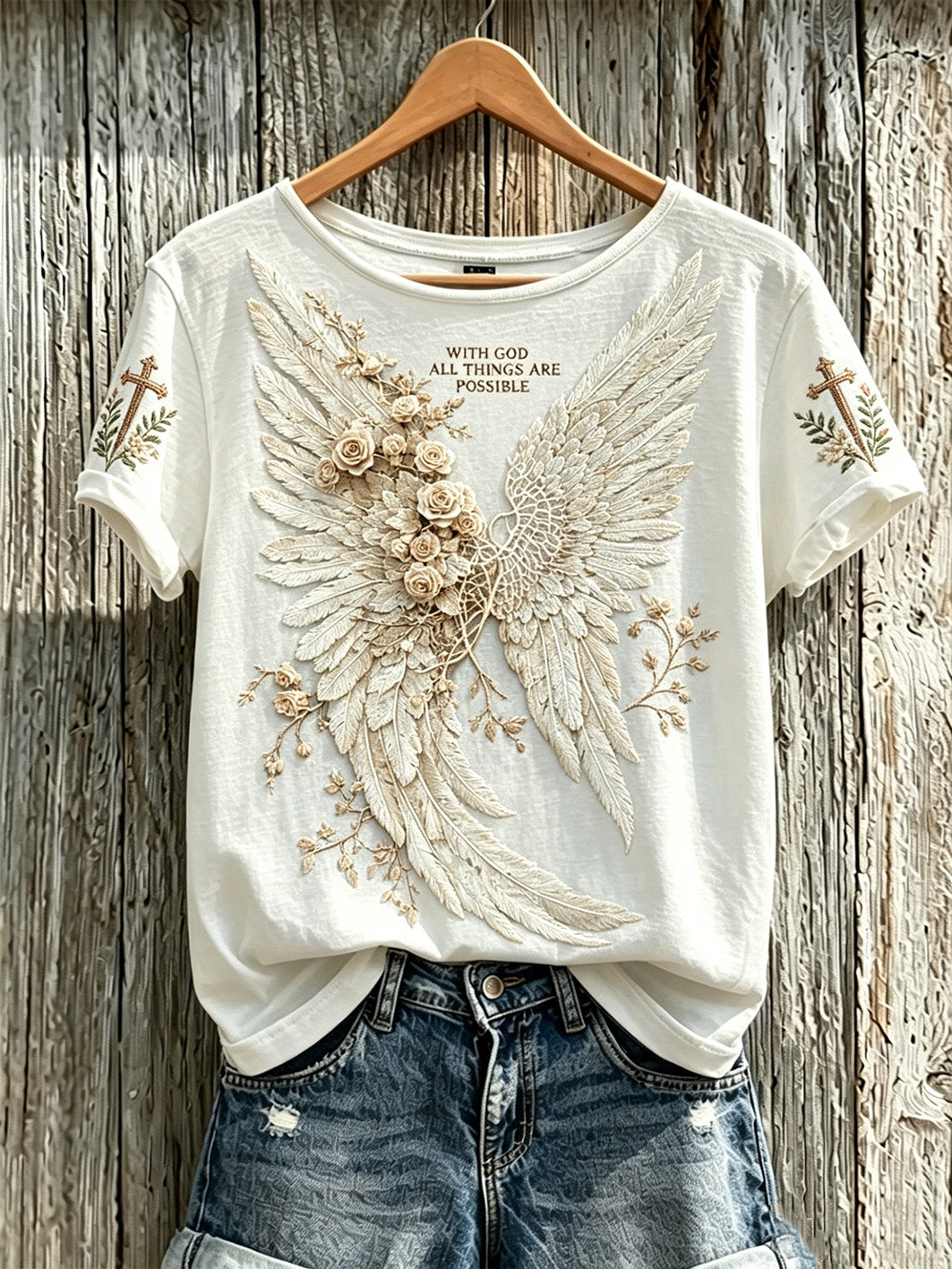 Women's faith element pattern printed casual short-sleeve T-shirt