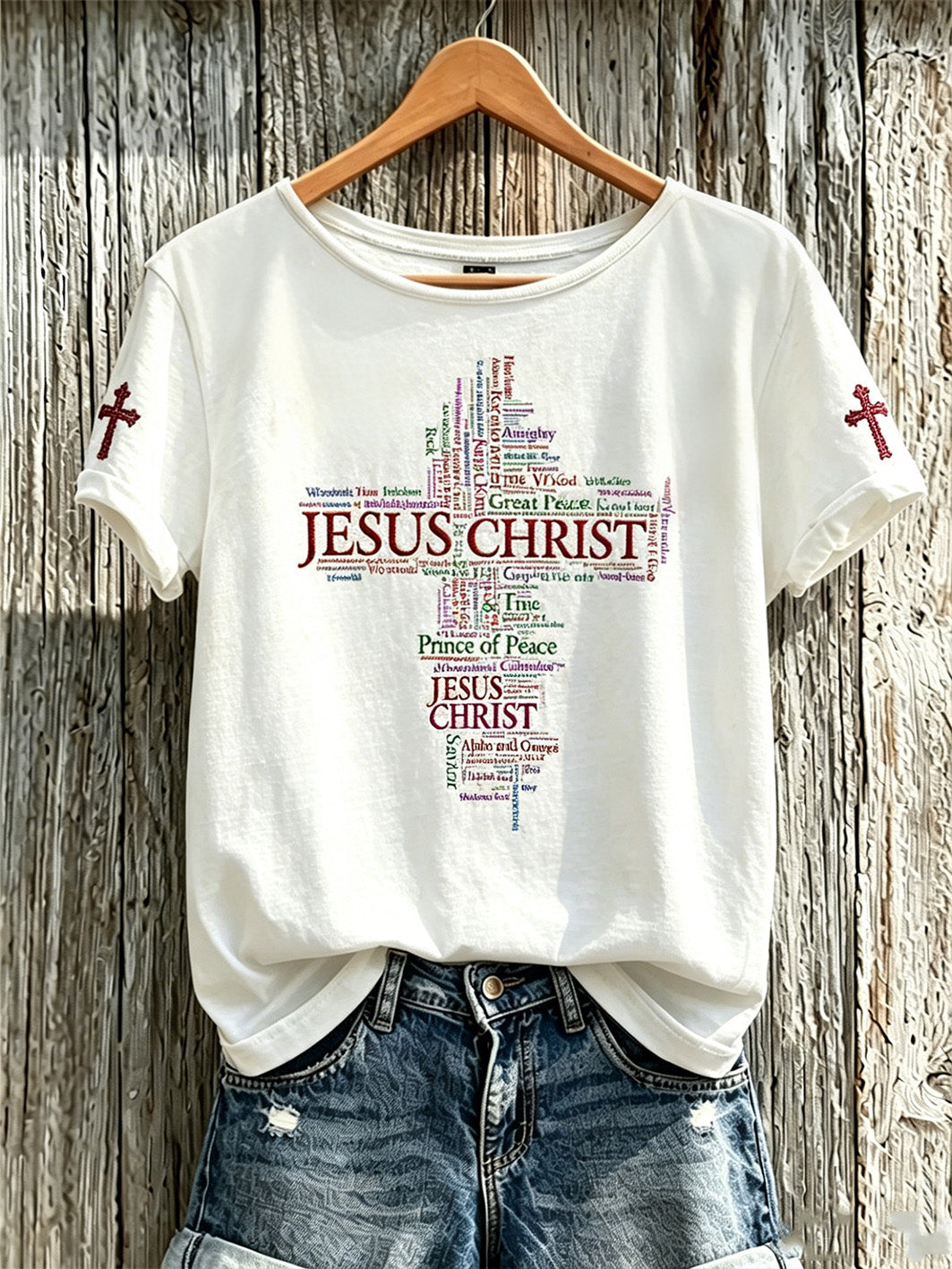 Women's Faith Pattern Printed Leisure Round Neck Short Sleeve T-shirt