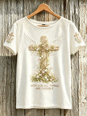 Women's faith element pattern printed casual short-sleeve T-shirt