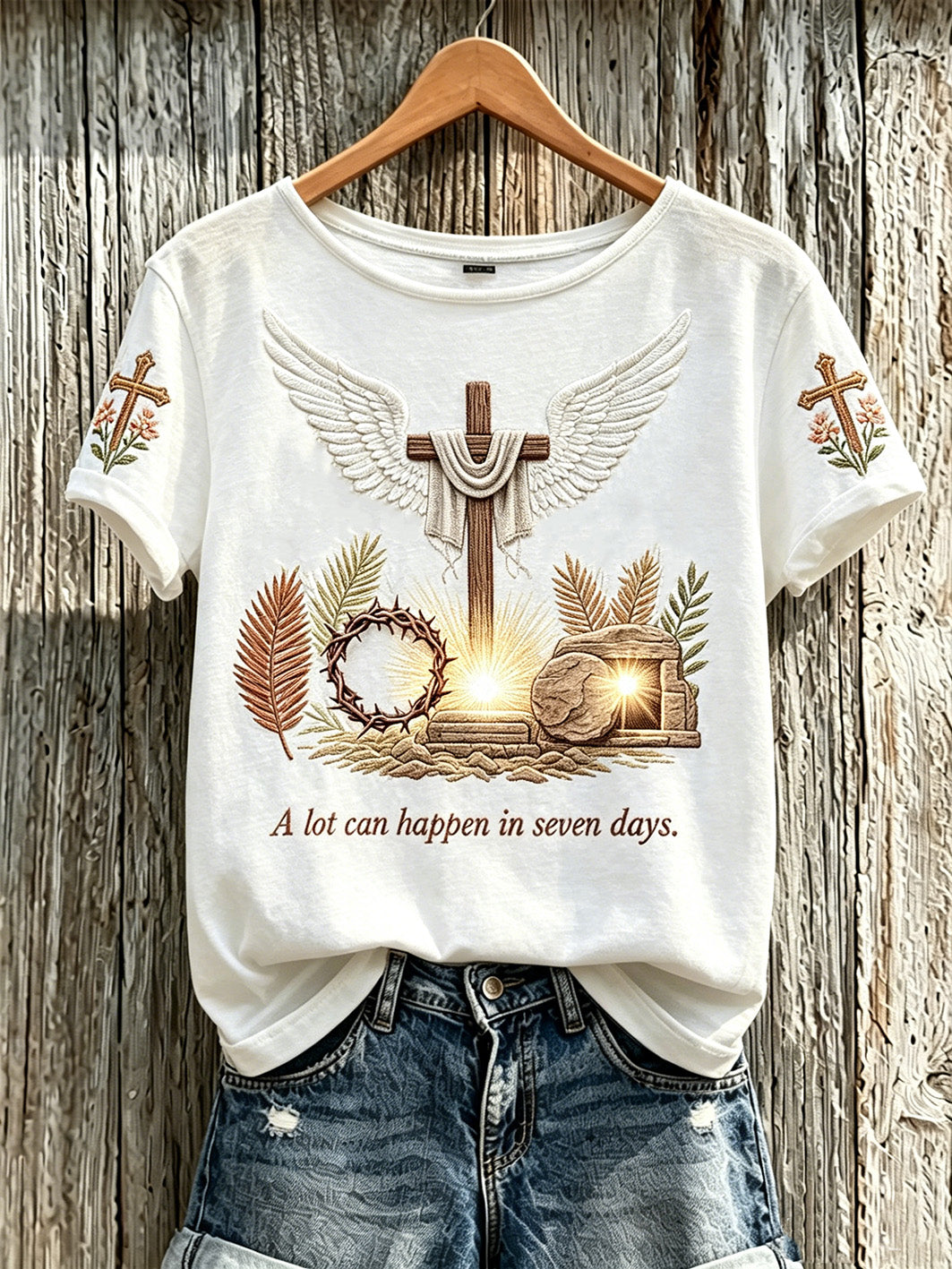 Women's faith element pattern printed casual short-sleeve T-shirt