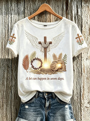 Women's faith element pattern printed casual short-sleeve T-shirt
