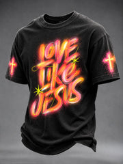 Men's“Love Like Jesus” Faith Print Casual Unisex T-shirt