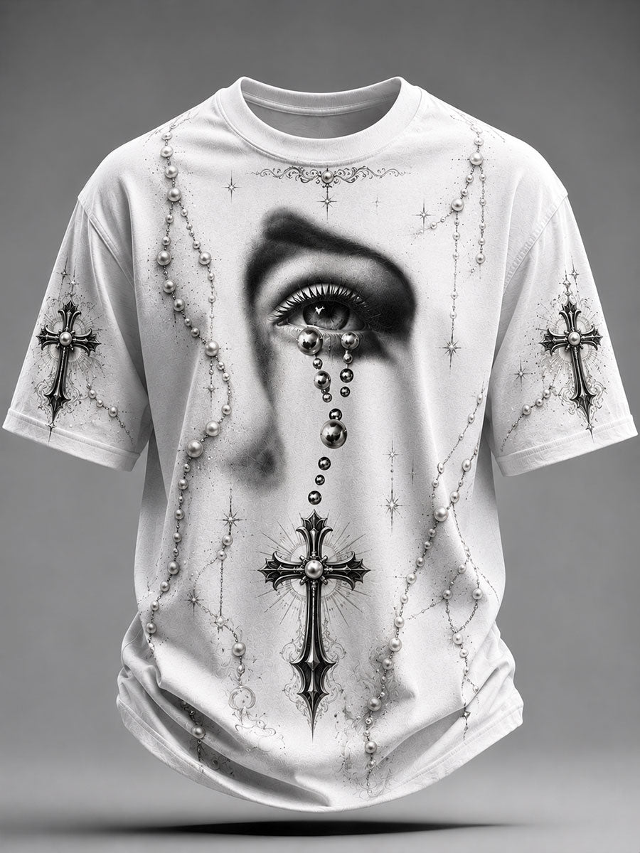 Men's Virgin Mary's Tears Faith Print Casual Unisex T-shirt