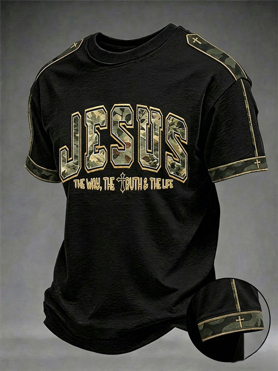 Men's Christian Jesus The Way The Truth The Life John 14:6 Cross Short-sleeved T-shirt