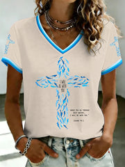 Women's Faith Printed V-neck T-shirt