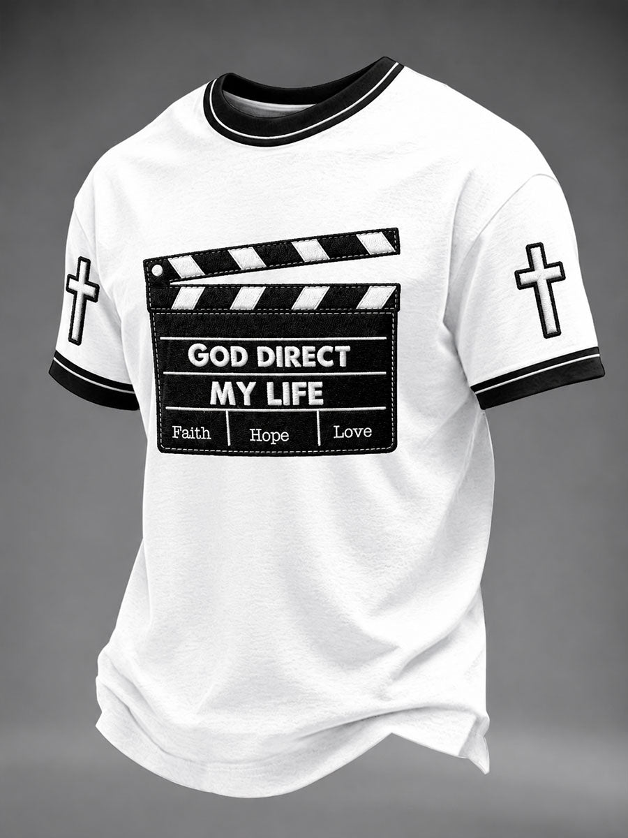 Men's“God Direct My Life ”Print Casual Unisex T-shirt