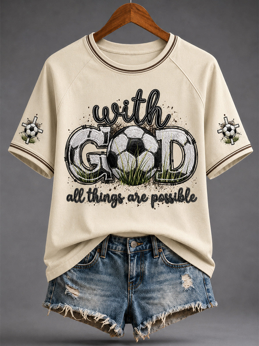 Women's Christian With All Thing Are Possible Print Casual Tee