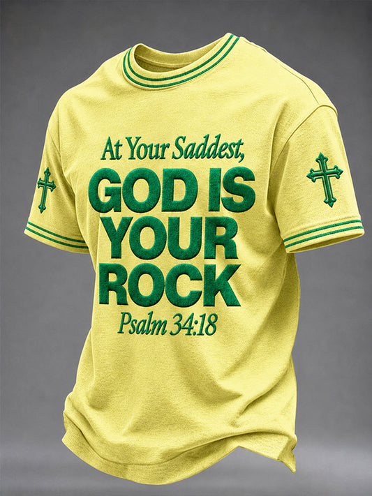Men's"At Your Saddest,God Is Your Rock" Faith Casual T-shirt