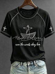 Women's Even The Winds Obey Him Faith Base Short-sleeved T-shirt