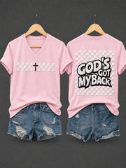 Women's Christian GOD'S GOT MY BACK CROSS Short Sleeve T-shirt