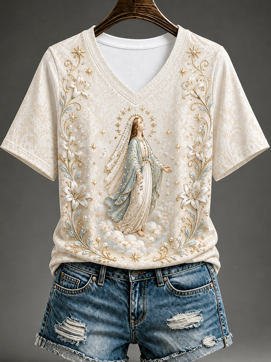 Women's Assumption of Mary Print short-sleeved T-shirt