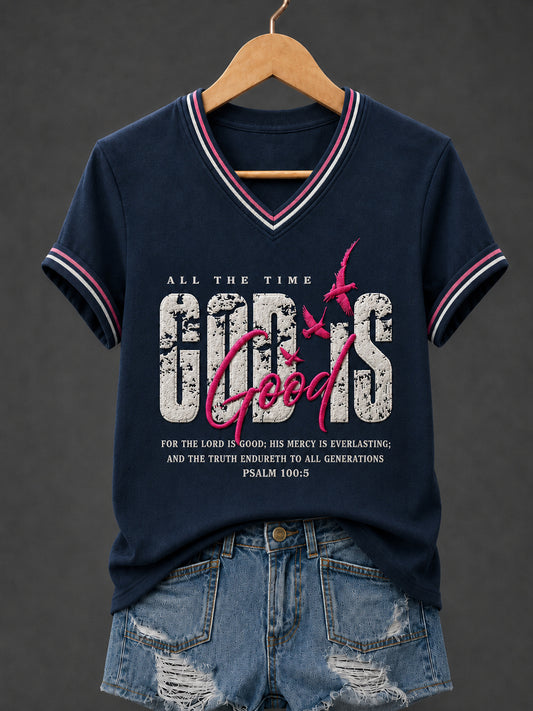 Women's Christian God Is Good All The Time Cross Short Sleeve T-shirt