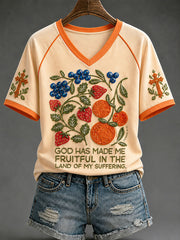 Women's "God Has Made Me Fruitful In The Land Of My Suffering” Faith Casual T-shirt