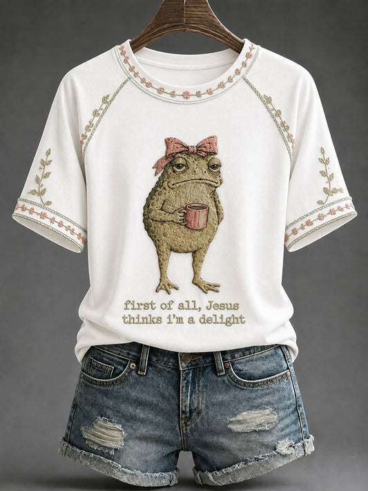 Women's 'Jesus Thinks I'm A Delight' Printed Casual T-Shirt