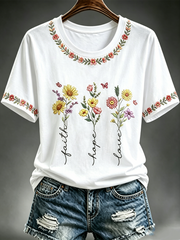 Women's floral print short-sleeved T-shirt