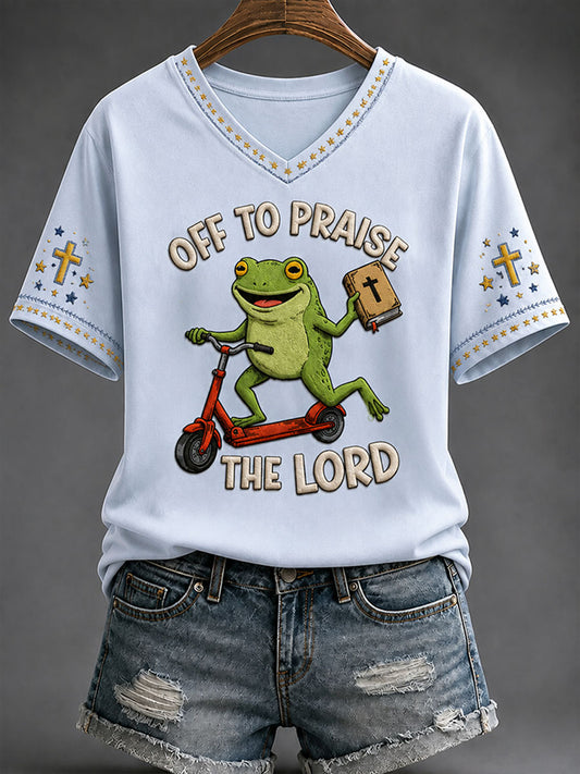 Women's“Off To Praise The Lord” Faith Casual T-shirt
